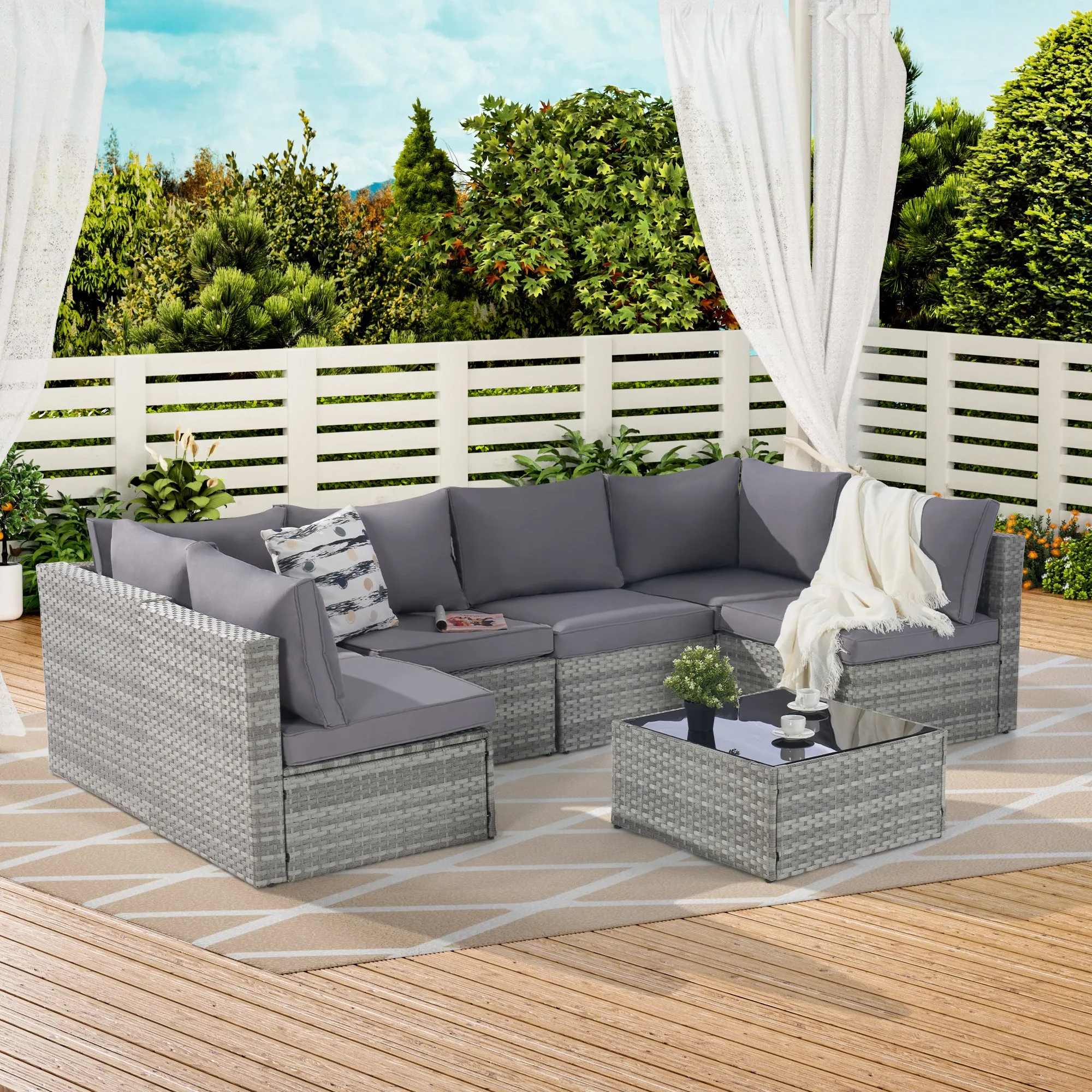 7-Piece Rattan Patio Furniture Set