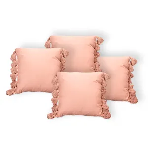 Anko Australia Cushion Cover Set of 4 | 100% Cotton Square Decorative Covers | Throw/Pillow Cushion Covers | Cushion Covers for Sofa, Living Room (Without Filler) | 16 x 16 Inches| Pink