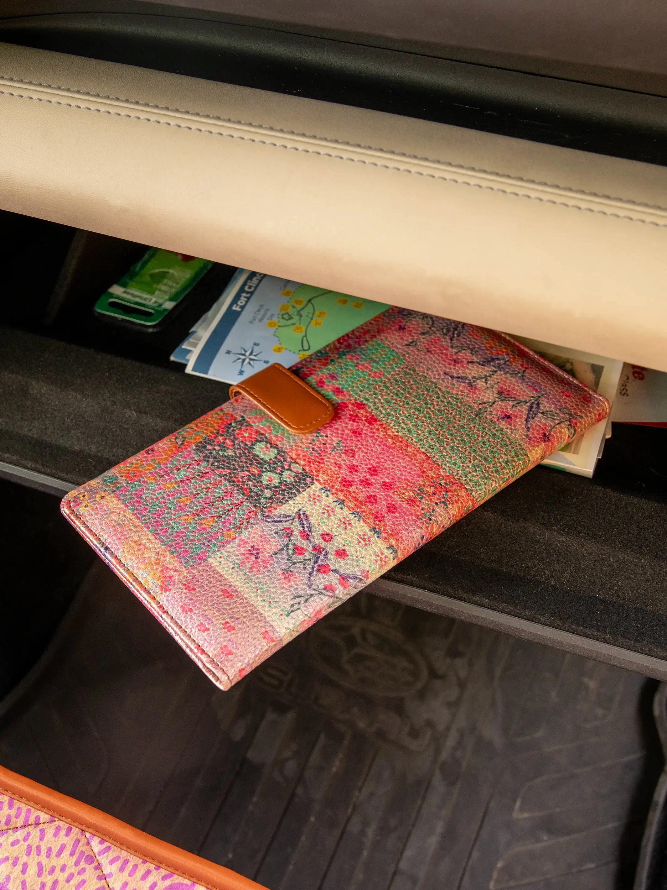 Car Document Holder - Pink Watercolor Patchwork