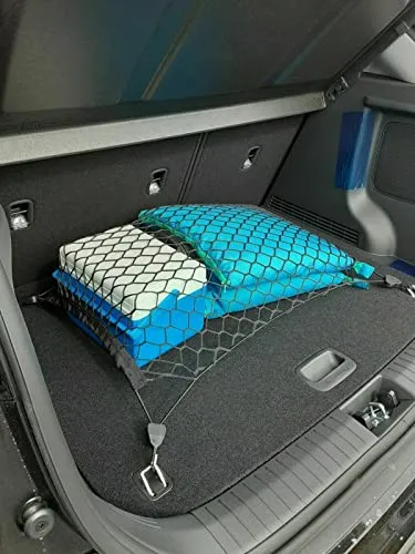 Car Trunk Cargo Net - Made and Fit 100% Specific Vehicle for Hyundai Kona 2018-2022 Kona EV - Elastic Mesh Storage Organizer - Premium Accessories - Trunk Cargo Luggage Netting