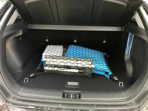 Car Trunk Cargo Net - Made and Fit 100% Specific Vehicle for Hyundai Kona 2018-2022 Kona EV - Elastic Mesh Storage Organizer - Premium Accessories - Trunk Cargo Luggage Netting