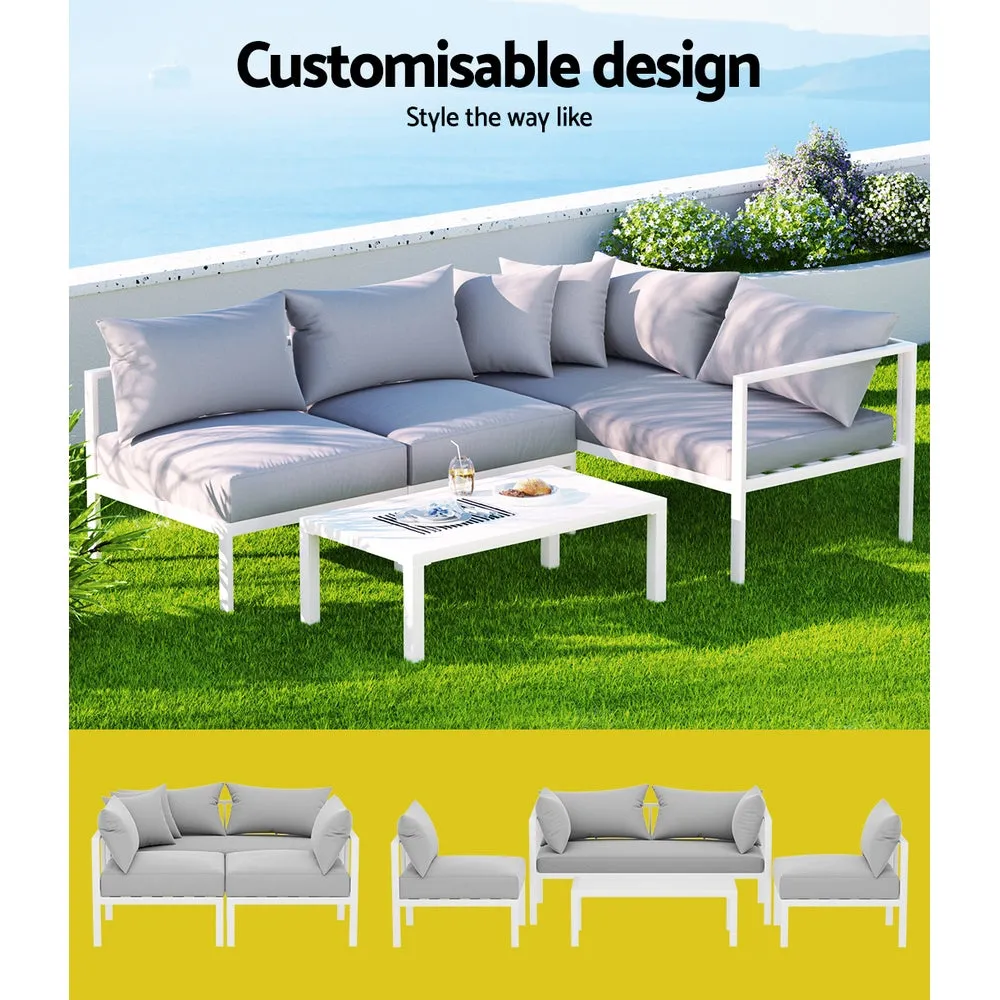 Gardeon 4-Seater Aluminium Outdoor Sofa Set Lounge Setting Table Chair Furniture