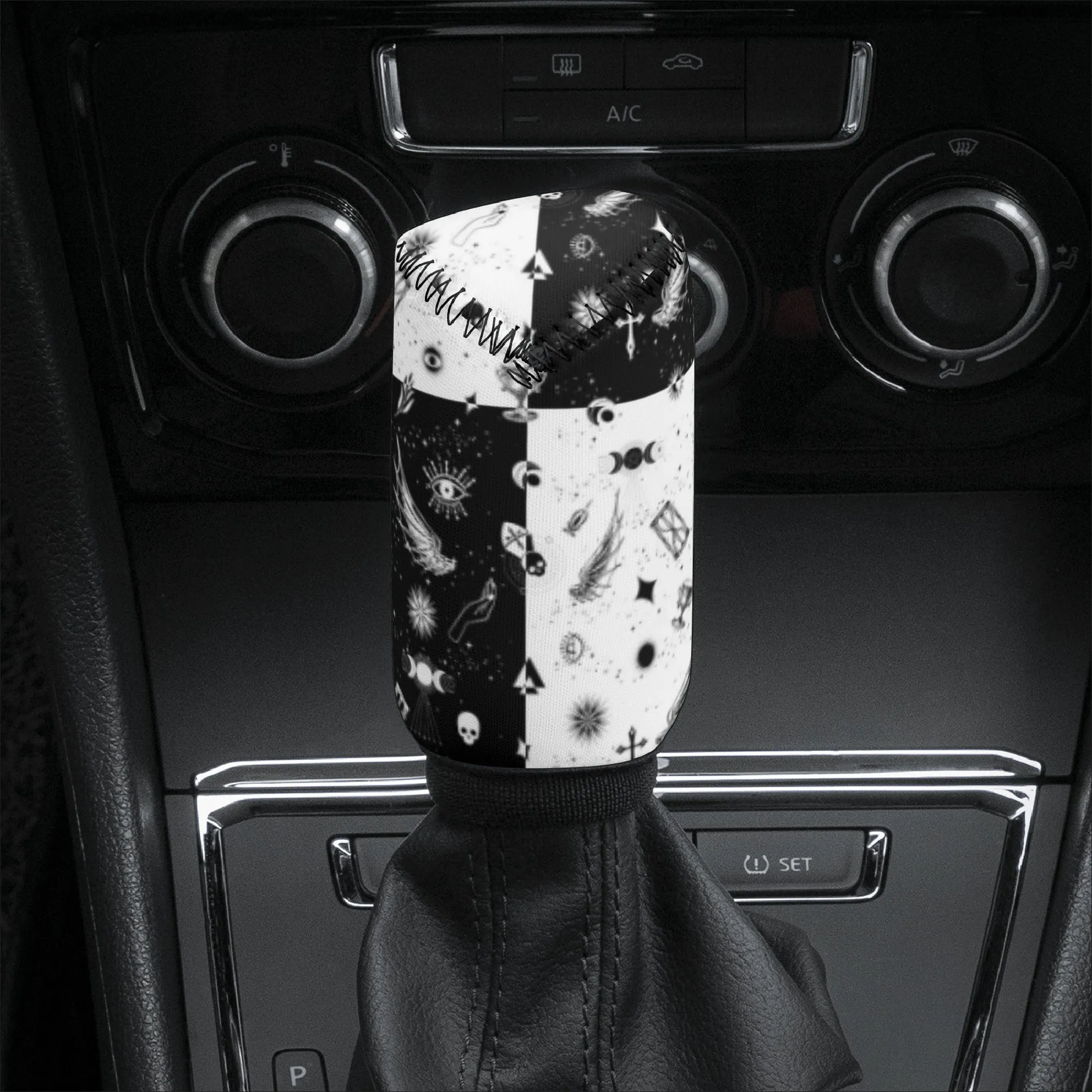 Gear Knob Cover for Cars | Manual or Automatic Transmission stick cover | Car Shifter Gear cover -Monochrome Checkered