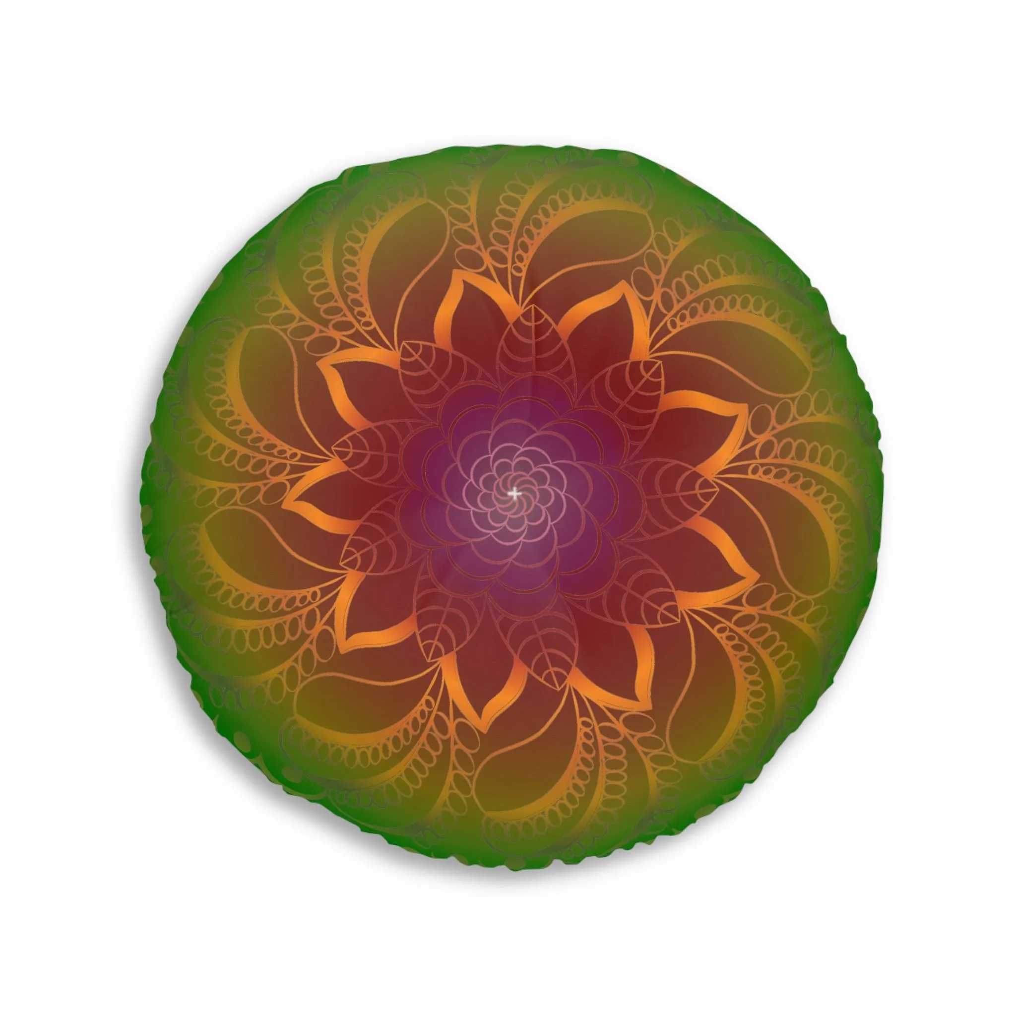 Handmade Mandala Art Rainbow Flower - Tufted Round Floor Cushion