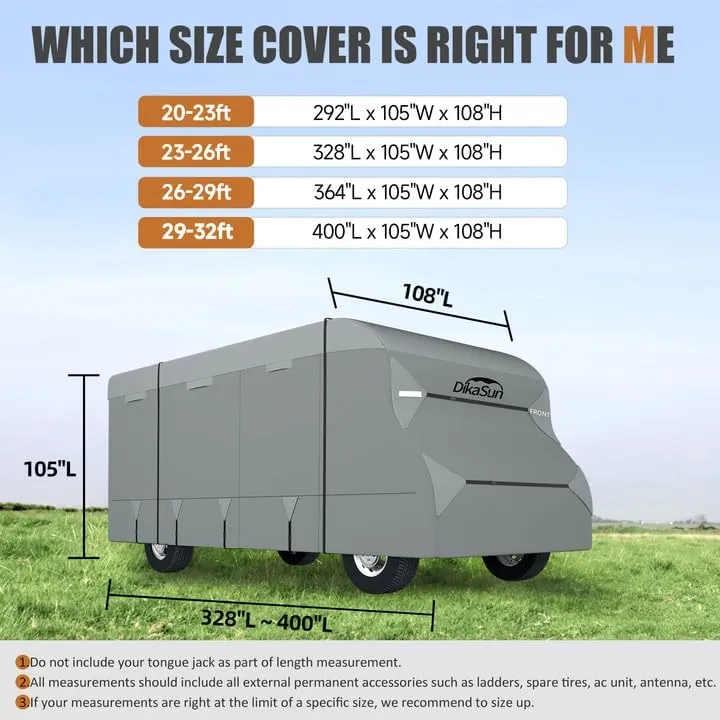 Heavy-Duty Anti-UV Ripstop Cover for Class C Travel Trailers