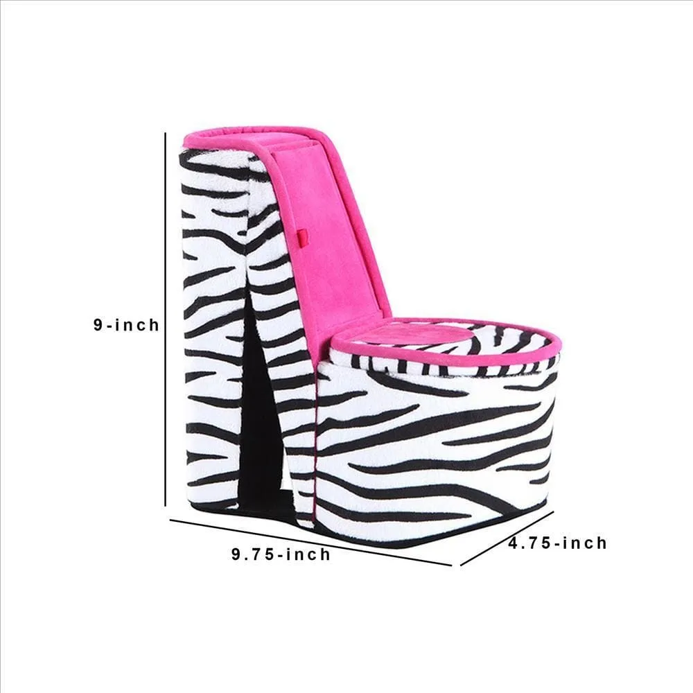 High Heel Zebra Shoe Jewelry Box with 2 Hooks, Multicolor By Casagear Home