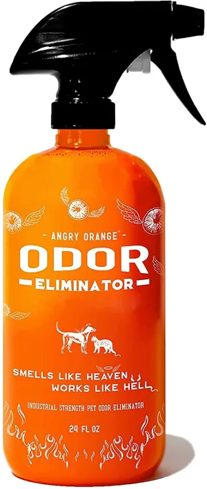 ITEM# 0069   ANGRY ORANGE Pet Odor Eliminator for Strong Odor - Citrus Deodorizer for Dog or Cat Urine Smells on Carpet, Furniture & Floors - Puppy Supplies﻿ (Watch Video)