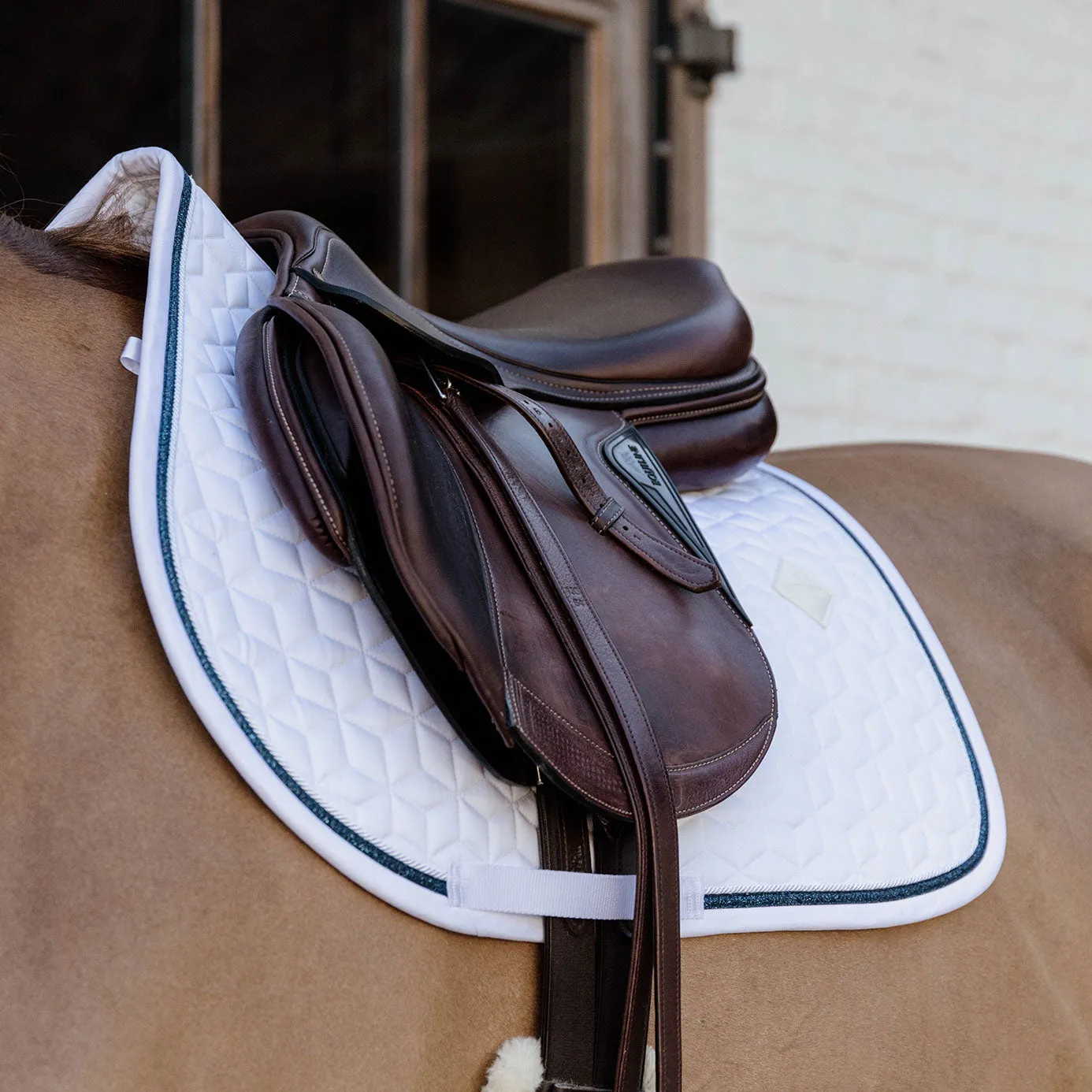 Kentucky Horsewear Glitter Rope Jumping Saddle Cloth - White/Navy