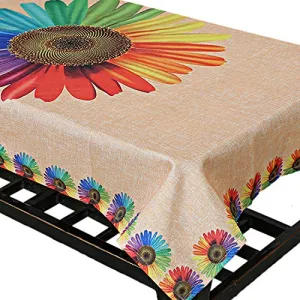 Kuber Industries Center Table Cover|Table Cover 4 Seater|Sun Flower Design|Jute Table Cloth (Gold)(Rectangular, Pack of 1)