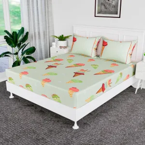 Kuber Industries Premium Cotton Bedsheets For Double Bed With 2 Pillow Covers Included - Printed Bedspread With 90x100 Inch Size - Green