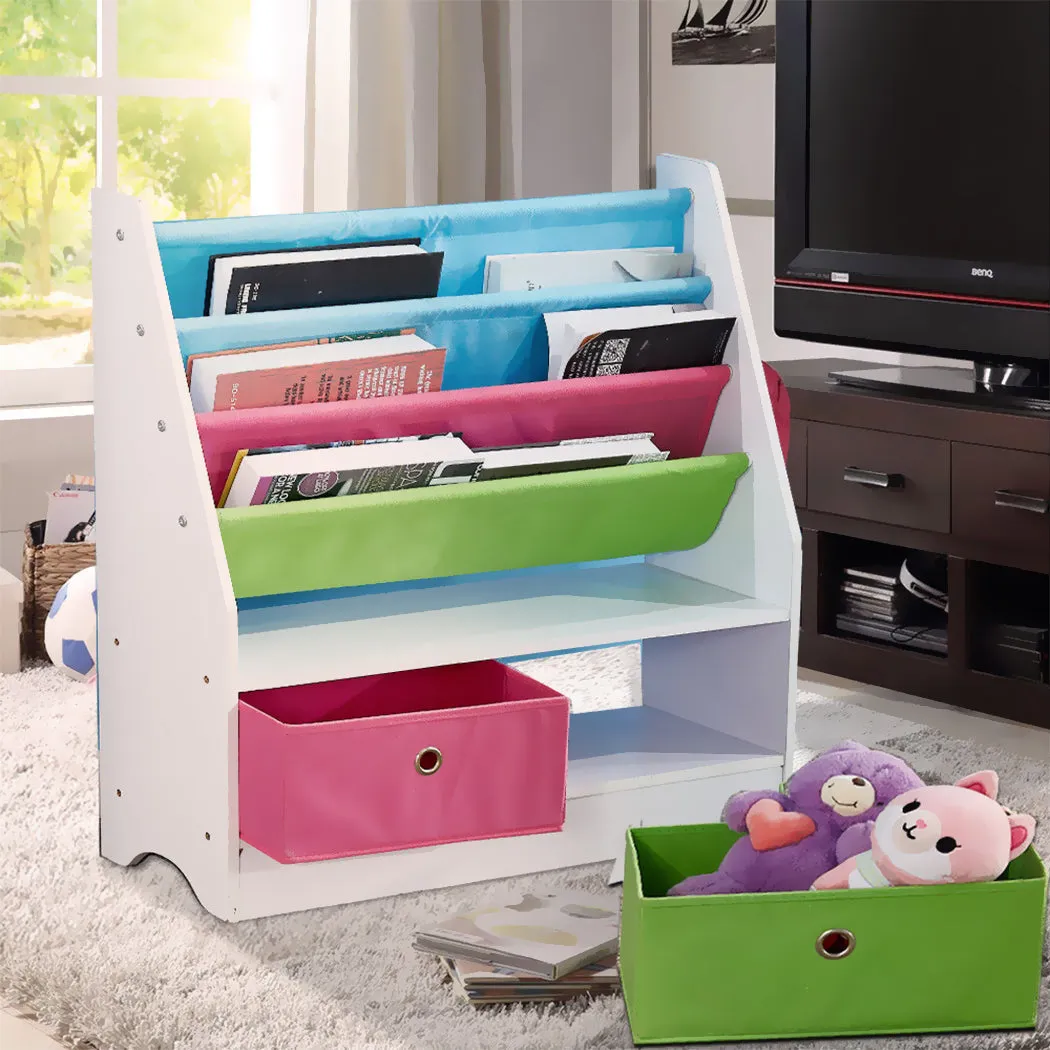 Levede Wooden Kids Children Bookcase Bookshelf Toy Organiser Storage Bin Rack