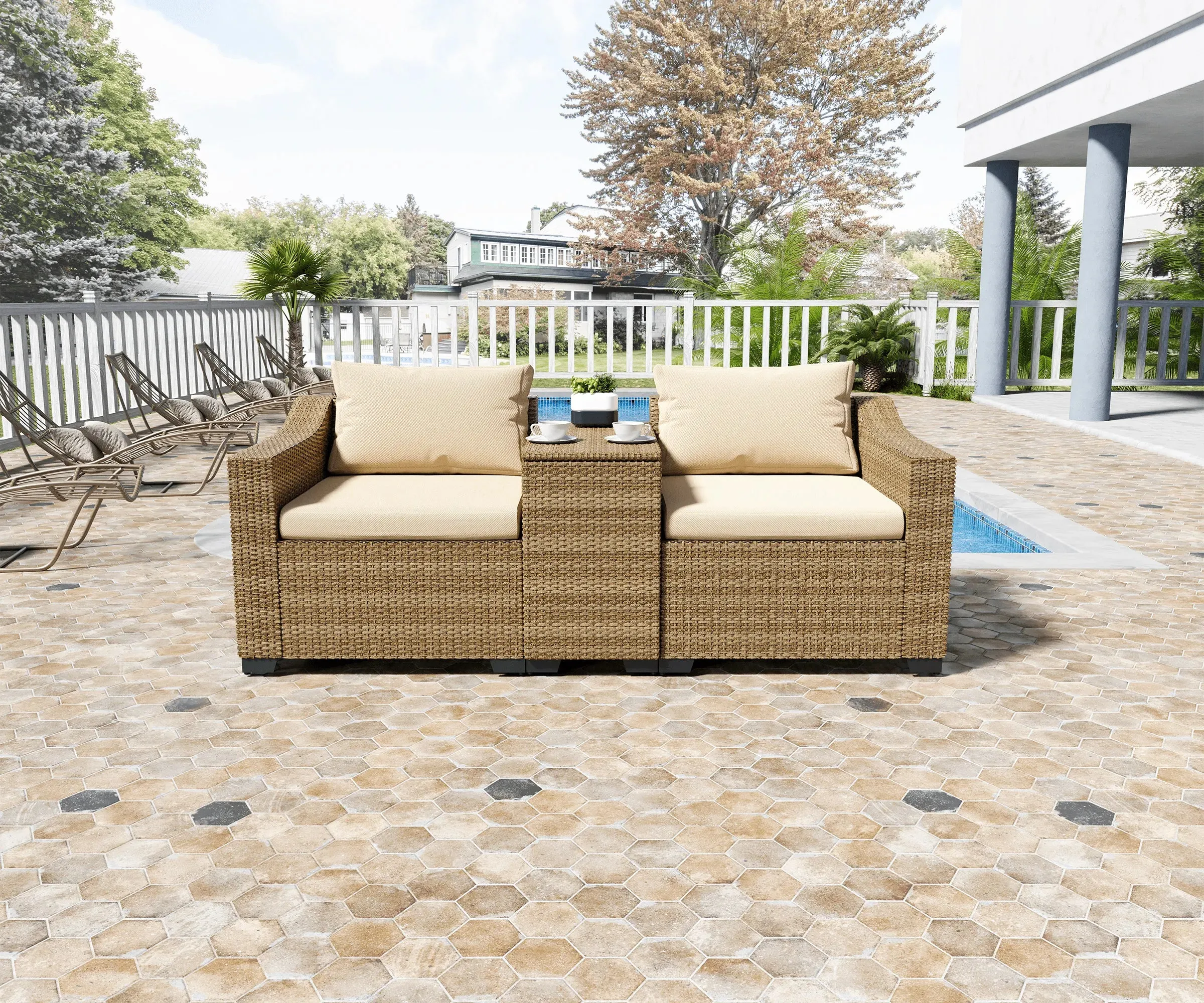 Luxury 3 Pieces Patio Sectional Furniture Set - A