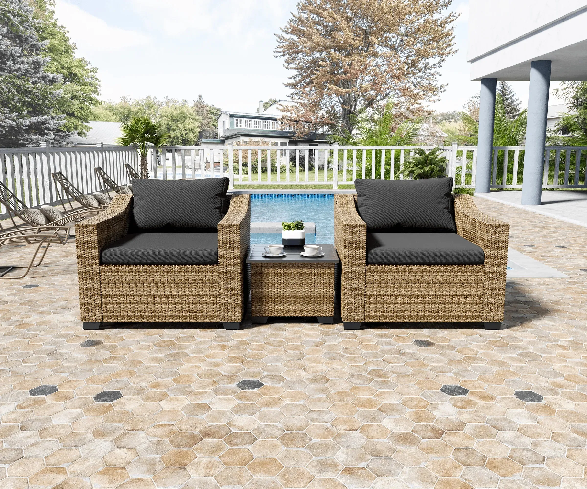 Luxury 3 Pieces Patio Sectional Furniture Set - B