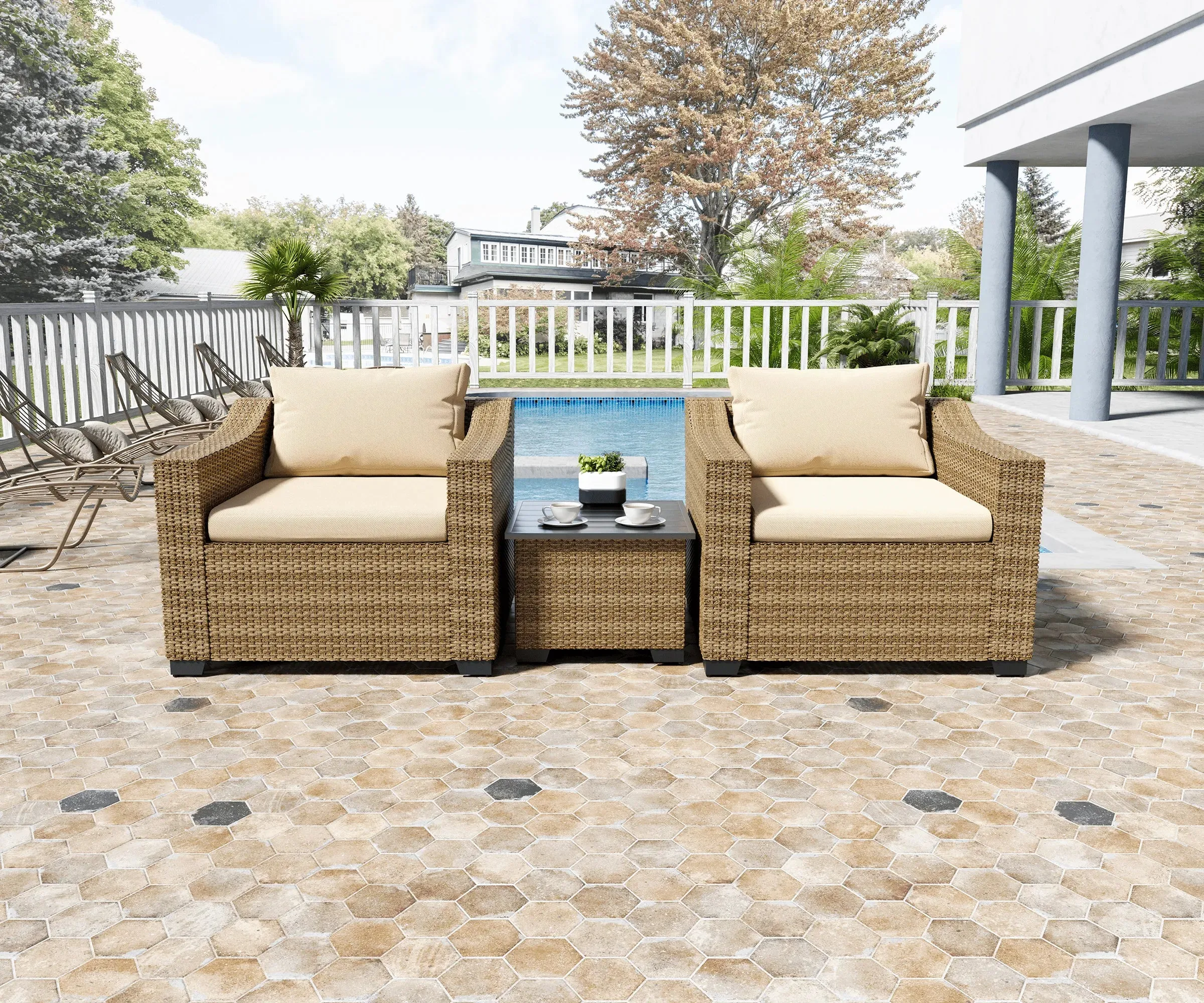 Luxury 3 Pieces Patio Sectional Furniture Set - B