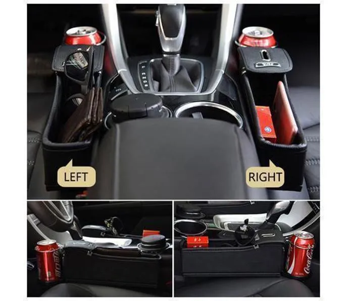 Multifunctional Car Seat Organizer - Storage Box Car Organizer Seat Gap PU Case Pocket Car Seat Side Slit for Wallet Phone Coins Cigarette Keys Cards For Universal