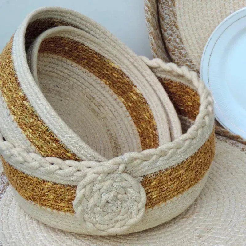 Natural Jute Basket for Versatile Storage | Set of 3 | 11 x 4 inches