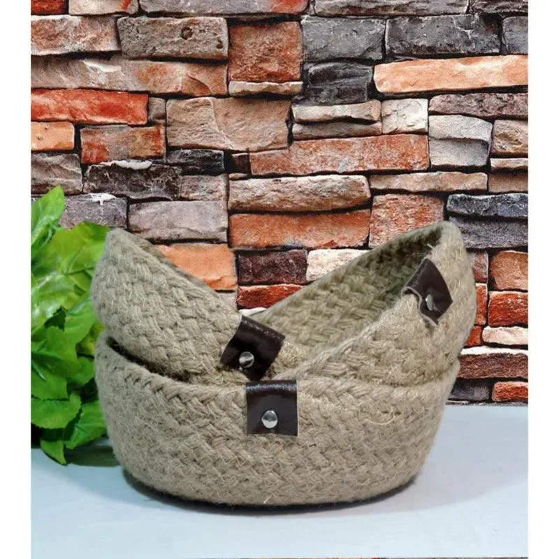 Natural Jute Basket for Versatile Storage | Set of 3 | 11 x 4 inches