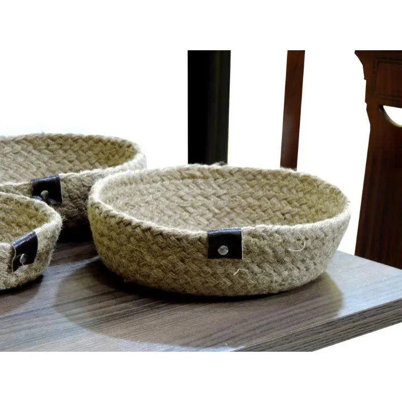 Natural Jute Basket for Versatile Storage | Set of 3 | 11 x 4 inches