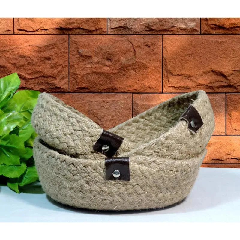 Natural Jute Basket for Versatile Storage | Set of 3 | 11 x 4 inches