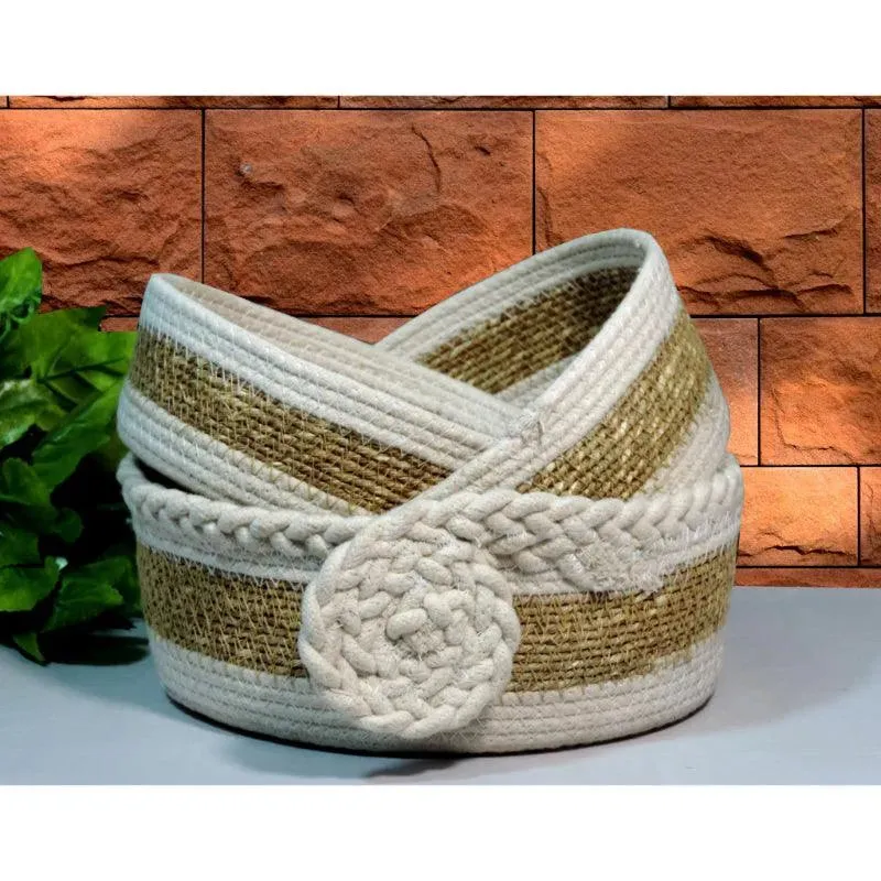 Natural Jute Basket for Versatile Storage | Set of 3 | 11 x 4 inches