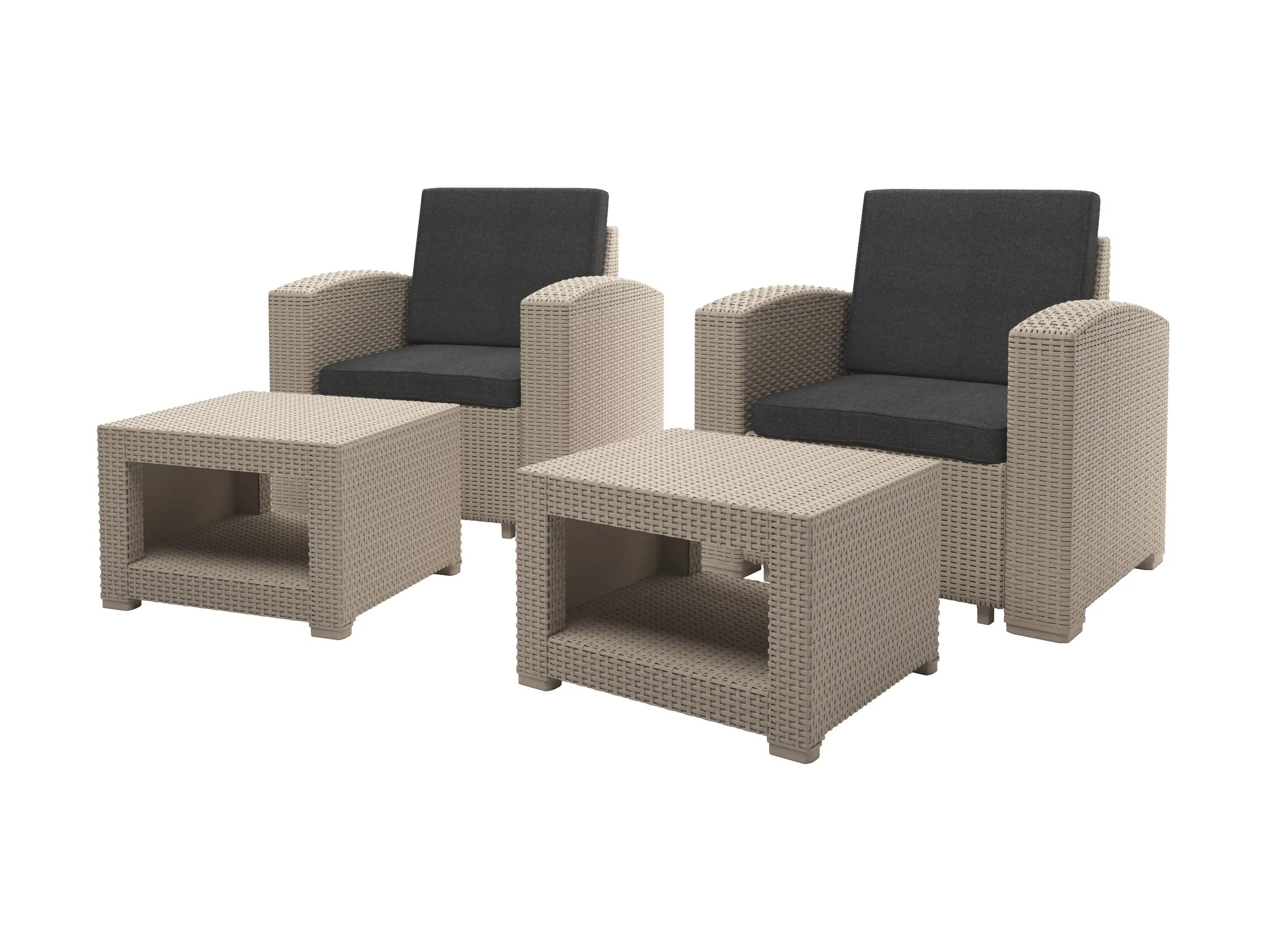 Outdoor Chairs with Ottoman, 4pc Patio Set