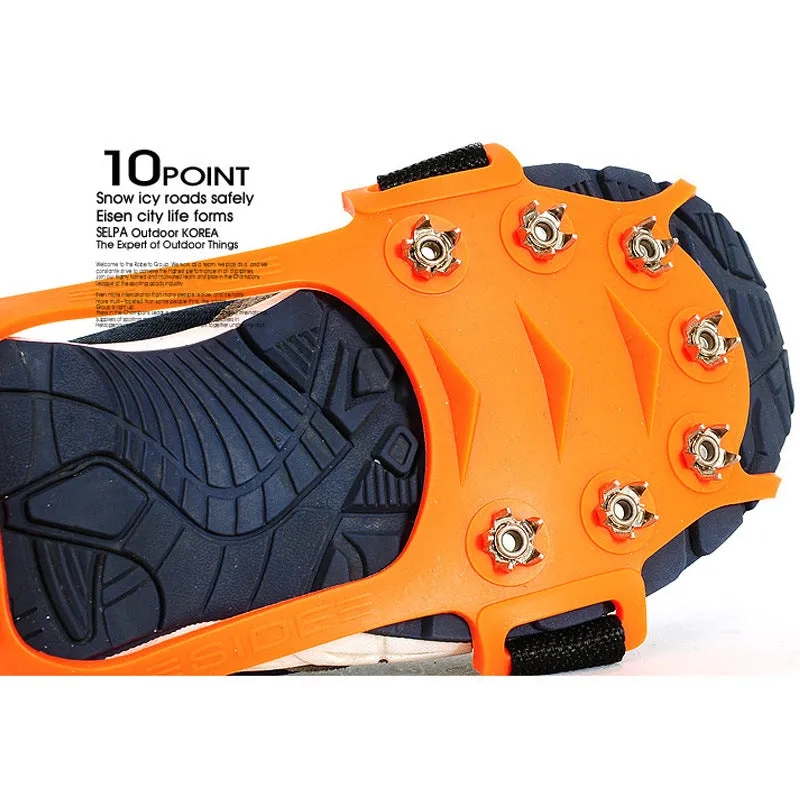 Outdoor Simple Crampons 10 Tooth Gourd Anti-Slip Shoe Covers Mountaineering Spikes Rock Climbing Urban Crampons Foot Covers Chain