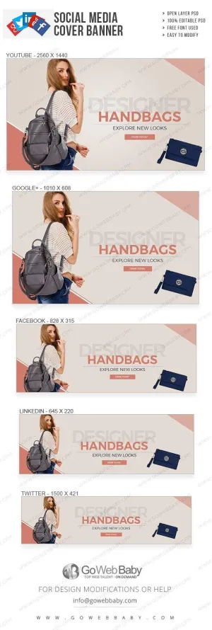 Social Media Cover Banner - Designer Handbags For Website Marketing