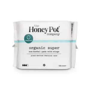 The Honey Pot Non-Herbal Pads with Wings Organic Super 16 count Pack