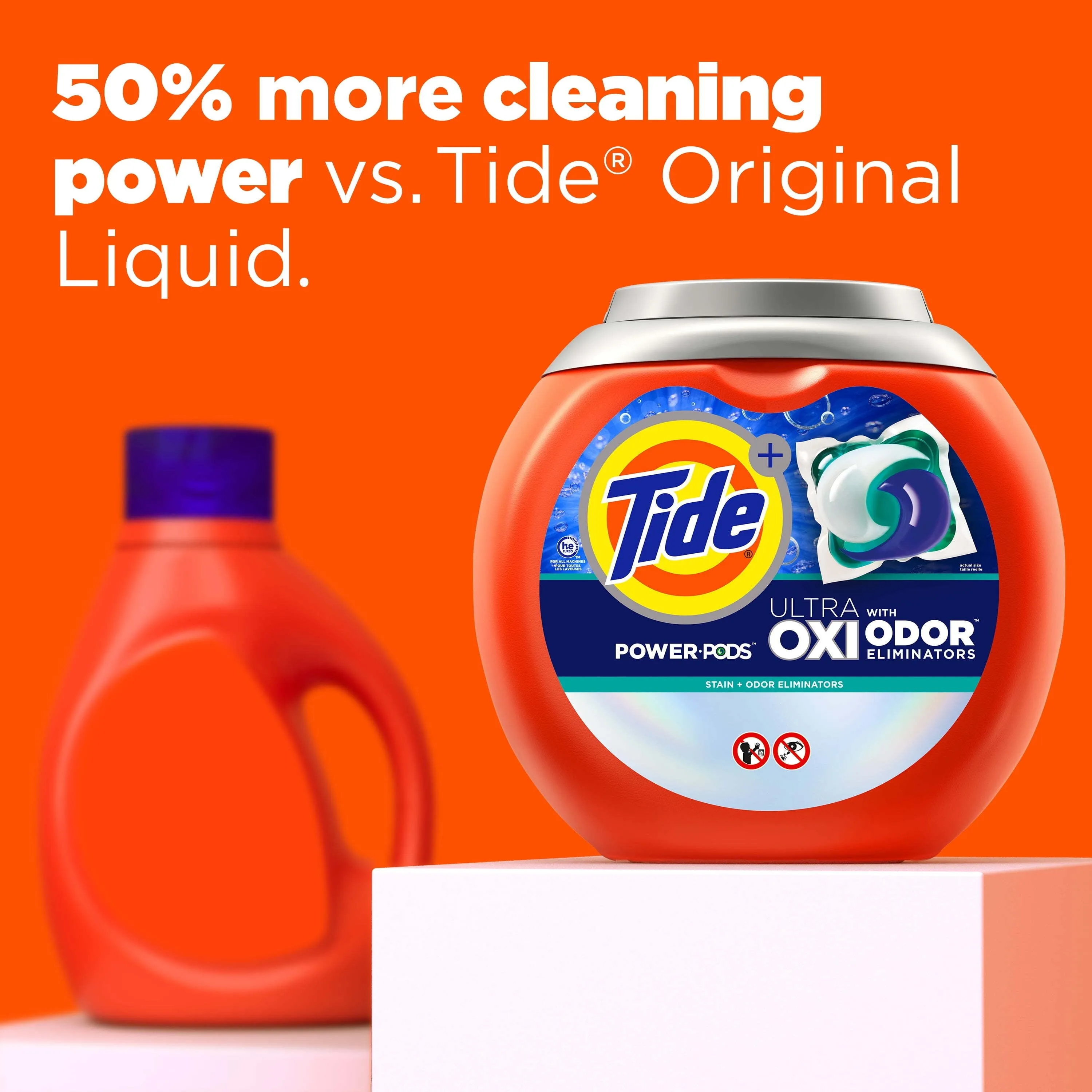 Tide Power Pods Laundry Detergent Soap Packs with Ultra Oxi, 63 Ct