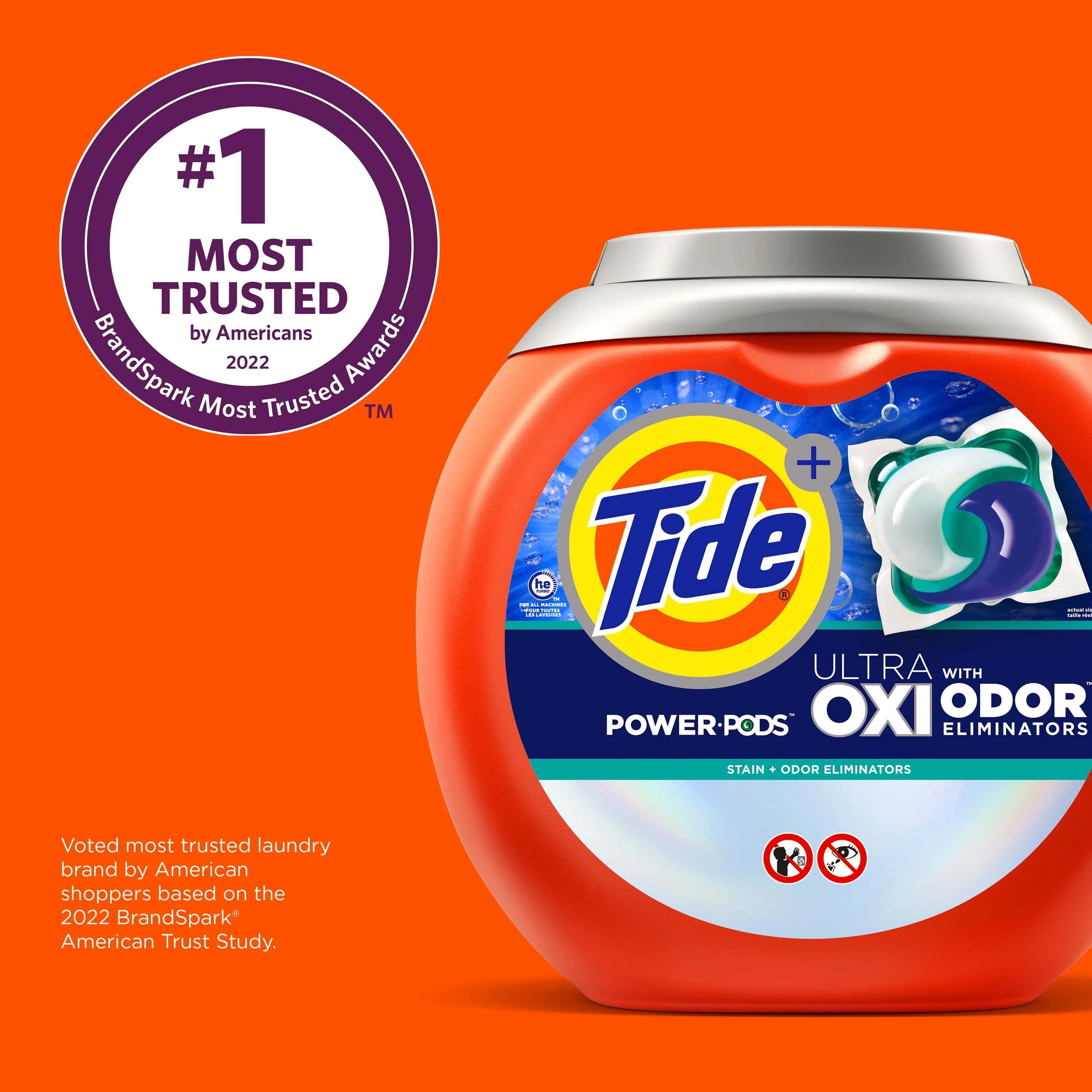 Tide Power Pods Laundry Detergent Soap Packs with Ultra Oxi, 63 Ct