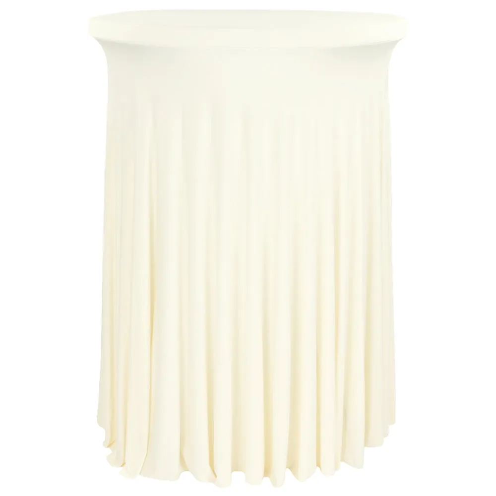 Wavy Spandex Cocktail Table Cover 30"-32" Round - Ivory